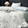 Juego de Cuatro Piezas de Cama Lyocell Tencel, Elegantes Sábanas de Seda Helada, Lujo Accesible Funda de Edredón Suave como la Seda para Dormir sin Ropa Tres Piezas