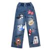 Calças Femininas Primavera e Outono 2025 Novas Calças Jeans de Perna Larga Infantil Média e Grande Estilo Primavera Infantil Calças Retas Calças Casuais