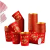 Vasos desechables vasos de agua vasos de papel vasos desechables para el hogar de papel grueso con lámina de oro 2026 Año Nuevo Año del Caballo Festival de Primavera festivo