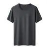 Camiseta de Verano de Gama Alta, Estilo Nuevo, Seda de Hielo para Hombre, Color Sólido, Cuello Redondo, Manga Corta, Camiseta Básica