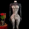 Comércio Exterior Transfronteiriço Estilo Europeu e Americano Lingerie Sexy Renda Jacquard Transparente Manga Longa Gola Alta Body de Tela