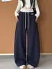 Pantalones Deportivos Talla Grande 300 Jin para Mujer Otoño Invierno Con Felpa Gruesa Cómodos Simples Sueltos Caída Pantalones de Pierna Ancha para Caminar