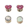 Expansor de oreja con forma de corazón que gotea aceite, lentejuelas brillantes, escamas de pescado, color mágico AB, banda para la oreja, acero inoxidable 316L