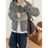 Estilo Coreano Estilo Retro Francés Suave y Ceroso Grueso Color Contrastante Cuello Solapa Estilo Perezoso Suéter Jersey de Manga Larga Otoño e Invierno 2025