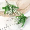 Flores de lirio del valle artificiales transfronterizas, ramo de boda fresco y elegante estilo ins europeo, flores de lirio del valle artificiales de plástico blando