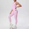 Conjunto de Roupa de Fitness Yoga para Mulheres, Regata Esportiva Cor Sólida com Alça Assimétrica no Ombro, Calça de Corrida de Cintura Alta com Bolso, Estilo Europeu e Americano
