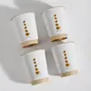 Taza de café desechable con tapa taza comercial para llevar bebida caliente taza de embalaje para té de leche engrosada taza de papel de pulpa de bambú ecológica