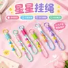 Chaveiro Trançado Cor Macaron Rosto Sorridente Estrela Contas Redondas Cordão Estilo Simples Feminino Pingente de Mochila Pequeno Ornamento