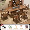 Nuevo Juego de Mesa de Té y Sillas de Madera Maciza Estilo Chino, Mesa de Té para Oficina y Hogar, Juego de Té Integrado con Estación de Preparación de Té Inspirada en el Zen