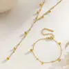 Collar de cadena en Y con borla de cuentas de acero de titanio para mujer, cadena para suéter, joyería de acero de titanio