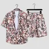 Hawaii Seaside Beach Holiday terno masculino solto plus size casal moda marca camisa de manga curta casual conjunto de duas peças