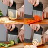 Cortador Ondulado de Aço Inoxidável, Ferramenta Fatiadora de Batata com Lâmina Ondulada para Batatas Fritas e Chips de Vegetais, Gadget de Cozinha Profissional