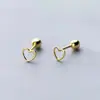 Aretes de tuerca con forma de corazón calado estilo coreano para mujer