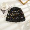 Pequeño Sombrero de Lana de Frijol de Azúcar para Niños Invierno Cara Mostrar Pequeño Engrosado Cálido Tejido Esponjoso Blanco Sombrero de Pescador