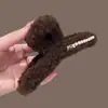 Pinza de Pelo de Felpa Estilo Coreano para Mujer, Pasador Grande de Otoño e Invierno, Pinza de Tiburón de Moda para Moño en la Parte Posterior de la Cabeza, Accesorio para el Cabello