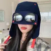 Gorro Lei Feng de Pana con Combinación de Colores de Invierno Set con Gafas a Prueba de Viento Desmontables Gorro de Piloto Cálido para Exteriores Protección para los Oídos