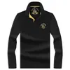Camisa Polo Masculina de Algodão com Acabamento Brilhante, Manga Longa, Logo de Pônei Bordado, Gola Reversível, Blusa Casual de Negócios para Meia-Idade, Produto Físico
