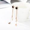 Ruona Moda Creativa Luo Yuan Pendientes de Borla Digital 520 Chapado en Oro Rosa Acero de Titanio Pendientes Pequeñas Joyas para Mujer Venta al por Mayor