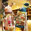 Vaso de agua infantil con asta de ciervo, vaso de verano con pajita, diseño de alto valor para niñas, gran capacidad, portátil y resistente a caídas, perfecto para uso escolar
