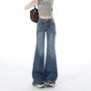 Jeans Laranja Infantil # Lavado Resistente a Amassados Wide-Leg Flare para Mulheres, Cintura Baixa, Elástico, Emagrecedor, Estiloso, Moderno, Versátil, Calça de Comprimento Total.