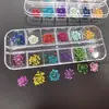 Flores Secas para Nail Art, 24 Peças, 12 Cores, Caixa Longa de Flores Secas, 12 Tipos Diferentes de Decorações de Flores Secas para Unhas