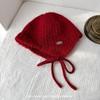 Gorro de lana afelpada para mujer otoño e invierno cálido protección para las orejas circunferencia de cabeza grande gorro lei feng simple a prueba de frío que combina con todo gorro tejido