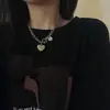 Collar Punk Coreano y Japonés para Mujer de Moda Celebridad de Internet Ins Hip Hop Letra Corazón Cadena para Clavícula Estilo Minimalista Hip Hop Gargantilla