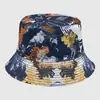 Sombrero de Pescador Tie-Dye Estampado Europeo y Americano Protección Solar al Aire Libre Transfronterizo Sombrero de Cubo Graffiti para Hombres y Mujeres Sombrero de Cuenca de Doble Cara Venta al por Mayor