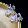 Accesorios de traje DIY S925 plata esterlina pendientes de perlas anillo soporte vacío pendientes anillo de dos piezas productos semiacabados