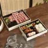 Ingredientes para Hot Pot Bandeja de Madeira de Nove Compartimentos Quadrada Descartável Camping ao Ar Livre Caixa de Churrasco Coreana