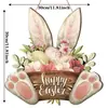 Transfronteiriço 2025 Produto Novo Criativo Flores da Primavera Festa do Coelho Placa de Boas-Vindas para Porta da Frente Placa de Madeira de Páscoa