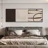 Pintura decorativa para dormitorio estilo wabi-sabi Pintura colgante de pared de fondo para sofá minimalista italiano Pintura colgante de banner horizontal para sala de estar con sensación de alta gama abstracta