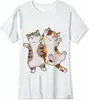 Exportación de Comercio Exterior Europeo y Americano Transfronterizo Impresión 3D Transferencia de Calor Dibujos Animados Gatito Lindo Ropa Infantil Casual Camiseta de Manga Corta de Algodón Puro