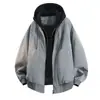 Ropa para Hombre Tangkez Primavera y Otoño Elegante de Moda Marca Juventud Falso Dos Piezas Holgado Cárdigan Superior Chaqueta de Cuero PU Abrigo de Hombre