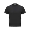 Zx055 Camiseta de Verano Estilo Americano High Street Color Sólido Retro Diseño Desconstruido Cuello Redondo Ajustada de Manga Corta para Hombre