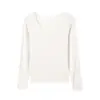 Camellia Escote en V Encaje Térmico Cálido Ropa Interior Adelgazante Sin Costuras Se Puede Usar Afuera Alta Elasticidad Cuello Redondo Conjunto Cálido Top de Manga Larga