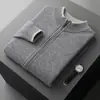 Bestseller da Amazon Outono/Inverno Masculino Suéter 100% Lã Pura Cardigan Versátil e Fashion Tricô Color Block Roupa Externa