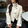 Para Comercio Exterior Europeo y Americano Transfronterizo Ropa de Mujer Aliexpress Más Vendido Casual Versátil Chaqueta Abrigo Corto de Lana con Cuello Alto