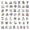 50 pegatinas transparentes artísticas de color púrpura lavanda de doble cara para decoración exquisita de escritorios, equipaje, agendas y graffiti pegatinas de PET