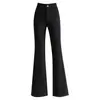 Pantalones de Terciopelo Negro de una Pieza Cálidos con Microcampana para Mujer Otoño/Invierno 2026 Cintura Alta de Campana Adelgazantes Elásticos Casuales