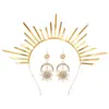 Faixa de Cabeça Halo de Santa Maria Europeia Coroa Faixa de Cabeça Coroa de Deusa do Sol Adorno de Cabeça Acessórios de Faixa de Cabeça para Desfile de Moda