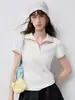 PoloVEGA Yuanqi Camiseta Polo de Manga Corta para Mujer Bloque de Color 2026 Top de Camiseta de Punto