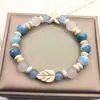 Pulsera Joyería Estilo Nacional, Pulsera Flor de Lirio del Valle Estilo Chino, Cuentas de Buda Tapa de Leche, Pulsera Flor Explosión, Cuentas Redondas de 10 mm, Pulsera de Perlas de Imitación
