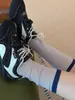 Meias compridas empilhadas para mulheres, estilo primavera e outono, meias listradas japonesas, design color-block moderno e retrô, versáteis para usar com casacos, comprimento até a panturrilha, meias estilo coreano