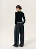 Suéter de punto de lana NANCYLIL con diseño de falso dos piezas ajustado, top de cuello redondo, suéter de capa base para mujer