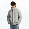 Jaqueta curta e larga da moda, casaco acolchoado de algodão para homens e mulheres, estilo vintage americano, jaqueta puffer com gola alta, estilo high street, casaco de algodão fresco e quente