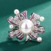 Huayoumei Joyería Europa y América Anillo de Perlas Exagerado Anillo de Perla de Agua de Mar Blanca de Corindón Rojo Femenino Anillo de Boca Viva de Moda