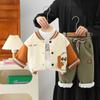 Traje de suéter forrado de vellón para niños, invierno 2024, nuevo uniforme de béisbol para niños, conjunto de dos piezas, ropa para niños de 1 a 5 años