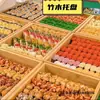 Bandeja de exhibición de sushi de un yuan con tapa, caja de exhibición de pan de madera estilo japonés, caja rectangular para postres de pastel de mousse