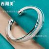 Lago Oeste hermoso joyería de plata malla tejida malla biselada pulsera abierta para mujer exquisita joyería de moda joyería